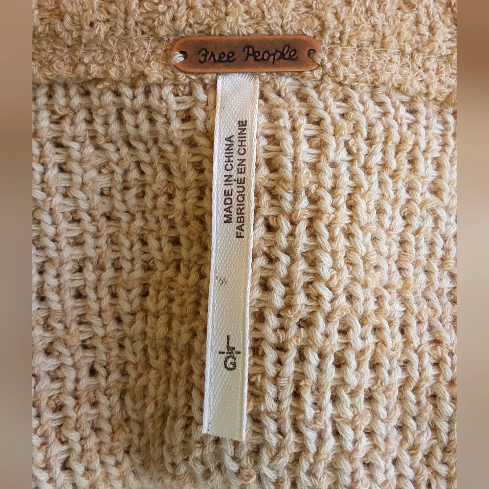 Free People Ochre Cozy V-neck Long Sleeve Knit Sweater.